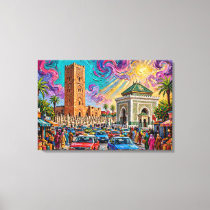 Lebendiger impressionistischer Rabat Hassan-Turm M Leinwanddruck