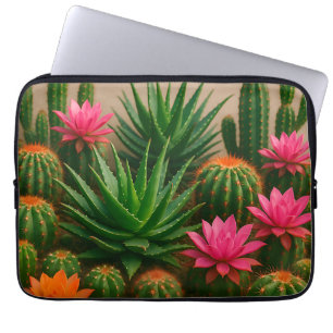 Lebendiger Kaktus Sukkulentenblüte Wüste Laptopschutzhülle