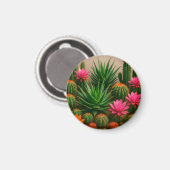 Lebendiger Kaktus Sukkulentenblüte Wüste Magnet (Vorderseite/Rückseite)