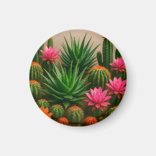 Lebendiger Kaktus Sukkulentenblüte Wüste Magnet