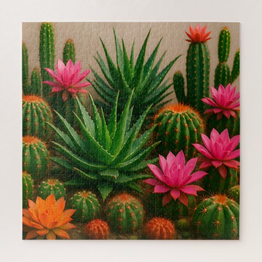 Lebendiger Kaktus Sukkulentenblüte Wüste Puzzle (Vertikal)