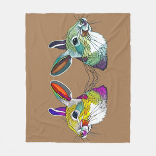 Lebendiger Kaninchen-Triptychon-Wurfdecke Fleecedecke