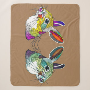 Lebendiger Kaninchen-Triptychon-Wurfdecke Sherpadecke