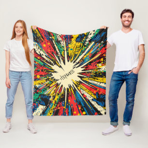 Lebendiger kinetischer Blast - Comic in Karmesinro Fleecedecke