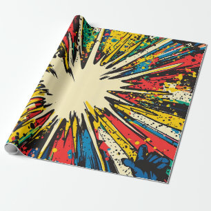 Lebendiger kinetischer Blast - Comic in Karmesinro Geschenkpapier