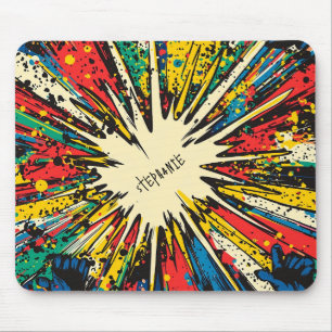 Lebendiger kinetischer Blast - Comic in Karmesinro Mousepad