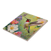 Lebendiger Kolibri-Blumengarten Fliese (Seite)