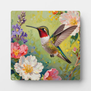 Lebendiger Kolibri-Blumengarten Fotoplatte