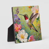 Lebendiger Kolibri-Blumengarten Fotoplatte (Vorderseite)