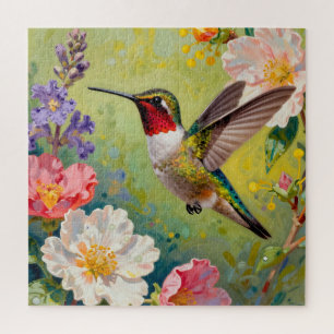 Lebendiger Kolibri-Blumengarten Puzzle