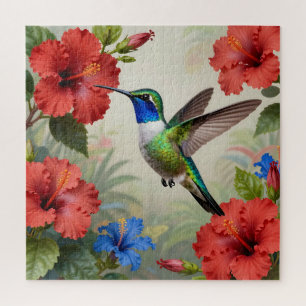 Lebendiger Kolibri-Hibiskus-Blumen Puzzle