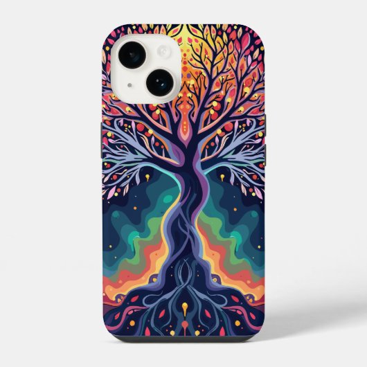 Lebendiger Kosmischer Baum iPhone Hülle (Rückseite)