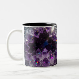Lebendiger lila Amethyst Kristall Geode | Funkelnd Zweifarbige Tasse