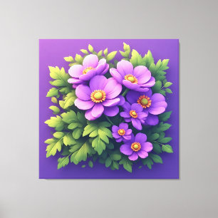Lebendiger lila Blumenstrauß Leinwanddruck
