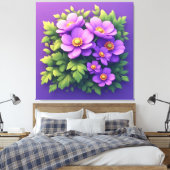 Lebendiger lila Blumenstrauß Leinwanddruck (Insitu (Schlafzimmer))