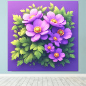 Lebendiger lila Blumenstrauß Leinwanddruck (Insitu (Holzboden))