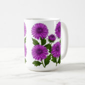 Lebendiger lila Chrysanthemenstrauß Kaffeetasse (VorderseiteRechts)