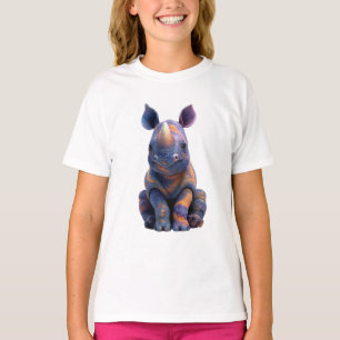 Lebendiger Lila-Galaxie-Nashorn-Kinder T-Shirt