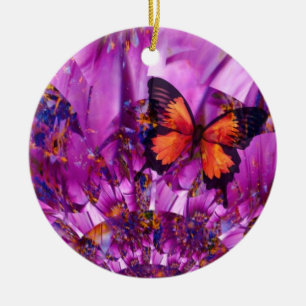 Lebendiger lila Schmetterling-Schmuck Keramikornament