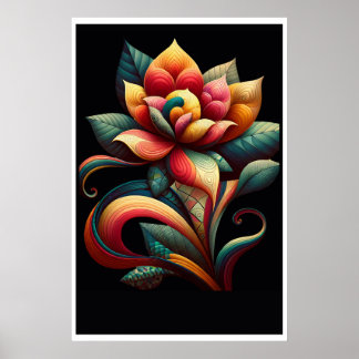 Lebendiger Lotus: Ein weißes Blumendesign Poster