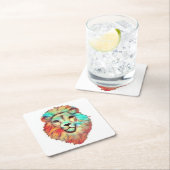 Lebendiger Löwenkopf Rechteckiger Pappuntersetzer (Vor Ort)