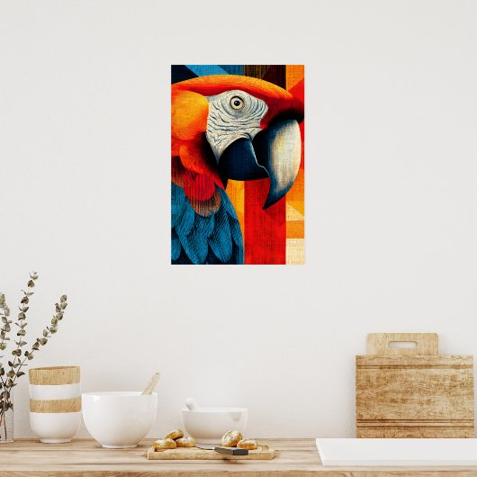 Lebendiger Macaw-Papagei Geometrischer Pop-Art-Pos Poster (Küche)