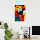 Lebendiger Macaw-Papagei Geometrischer Pop-Art-Pos Poster (Heimbüro)