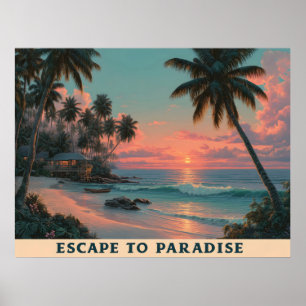 Lebendiger malerischer tropischer Sonnenuntergang Poster