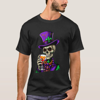 Lebendiger Mardi Gras 2024 Zuckerfarbe Totenkopf T T-Shirt