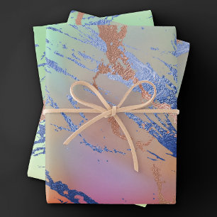 Lebendiger Marmor   Farbige kühne pastellene Wasse Geschenkpapier Set