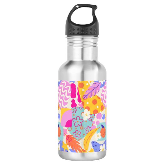 Lebendiger Maxi-Patchwork Edelstahlflasche (Vorderseite)