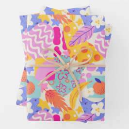 Lebendiger Maxi-Patchwork Geschenkpapier Set