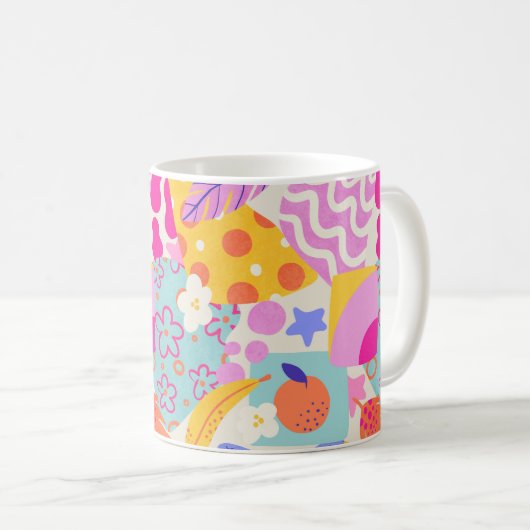 Lebendiger Maxi-Patchwork Kaffeetasse (VorderseiteRechts)