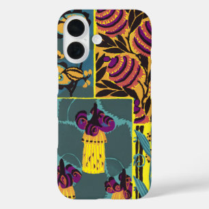 Lebendiger Maximalistischer Lila- und Türkis-Blume iPhone 16 Hülle
