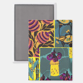 Lebendiger Maximalistischer Lila- und Türkis-Blume Magnet (Vorderseite/Rückseite)