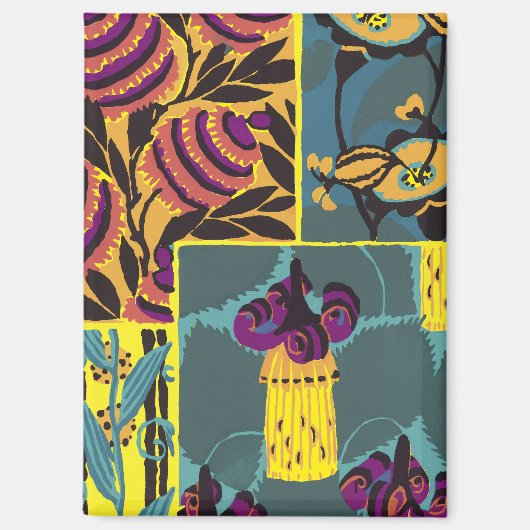 Lebendiger Maximalistischer Lila- und Türkis-Blume Magnet (Vorderseite)