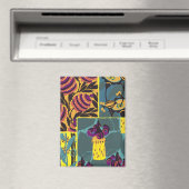 Lebendiger Maximalistischer Lila- und Türkis-Blume Magnet (In Situ (Geschirrspüler))
