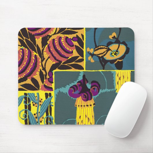 Lebendiger Maximalistischer Lila- und Türkis-Blume Mousepad (Mit Mouse)