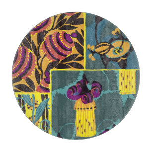 Lebendiger Maximalistischer Lila- und Türkis-Blume Schneidebrett