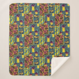 Lebendiger Maximalistischer Lila- und Türkis-Blume Sherpadecke