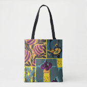 Lebendiger Maximalistischer Lila- und Türkis-Blume Tasche (Vorderseite)