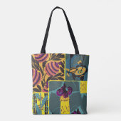 Lebendiger Maximalistischer Lila- und Türkis-Blume Tasche (Rückseite)
