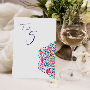 Lebendiger mexikanischer Fiesta-Stil Regenbogen-Ho Tischnummer