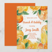 Lebendiger Mimosa Brunch & Bubbly Einladung (Vorne/Hinten)