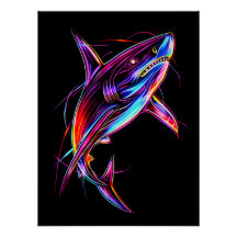 Lebendiger Neon-Hai Moderne digitale Ozean