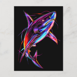 Lebendiger Neon-Hai Moderne digitale Ozean Postkarte