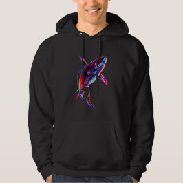 Lebendiger Neon-Hai Moderne digitale Ozeane Hoodie