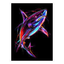 Lebendiger Neon-Hai Moderne digitale Ozeane