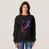 Lebendiger Neon-Hai Moderne digitale Ozeane Sweatshirt (Vorne ganz)