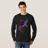 Lebendiger Neon-Hai Moderne digitale Ozeane T-Shirt (Vorne ganz)